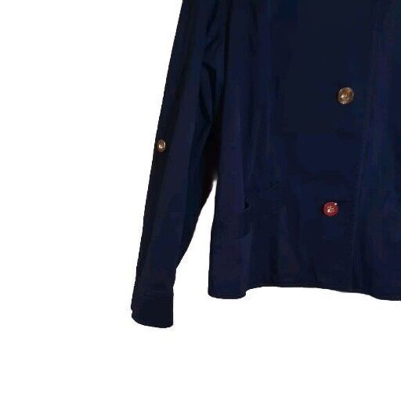 Charter Club Plus Size 2X Navy Corduroy Blazer Gold Button Roll-Tab Sleeves - Picture 4 of 6